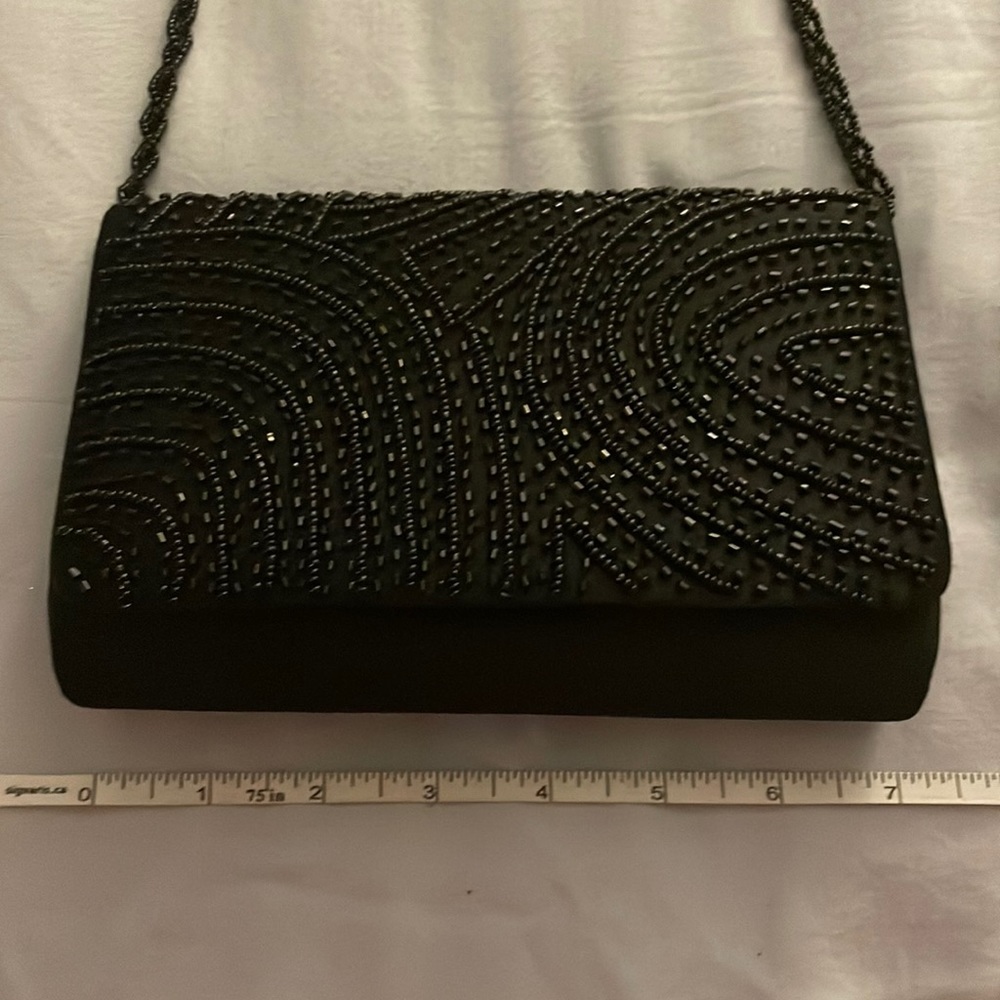 Black beaded formal purse